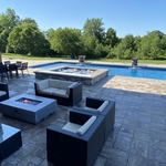 Pool Seating Area with Gas Firepit