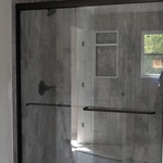 Semi frameless bypass door