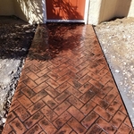 stamped red brick color walkway