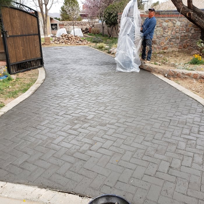 Stamped grey colored driveway