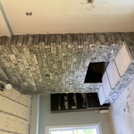 Stone fireplace