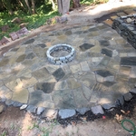 Rock wall patio