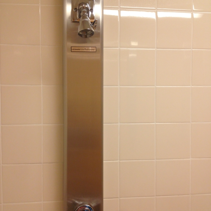 College campus shower wall and head