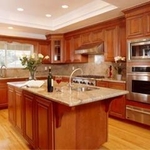 Double oven cabinet with island