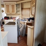 old cabinets, sink and stove