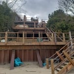 looking up from the beach