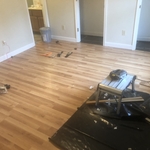 Progress photo of laminate flooring