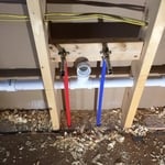 Close up, left sink rough in