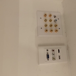 Two multimedia outlet custom plates installed