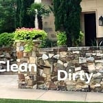 Stone wall pressure washing