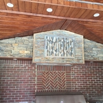 Beautiful Stone work with built in hood vent