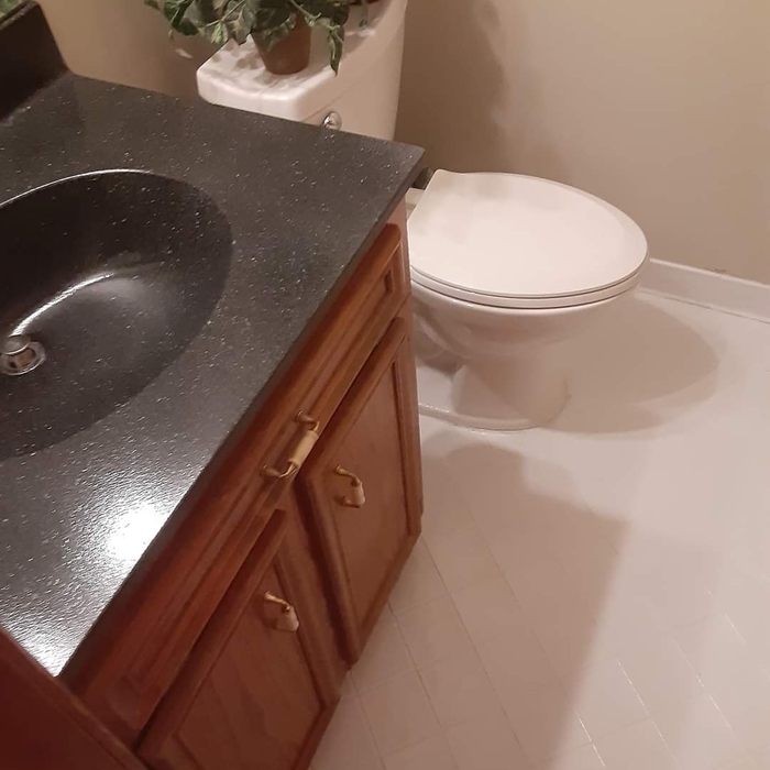 after floor and countertop on half bath