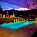 Stone Pool Wall Fountain Lighting Fencing