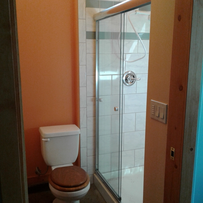 Bathroom in Log sided home addition