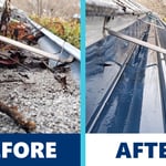 Gutter filled with shingle debris