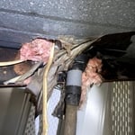 Electrical lines going into subfloor.