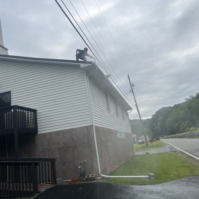 spraying gutters