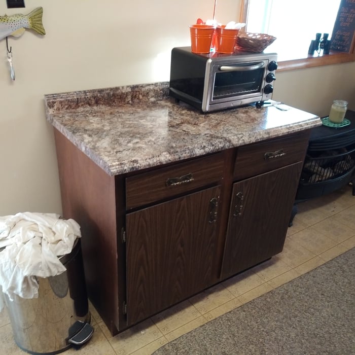 Side cabinet with new countertop