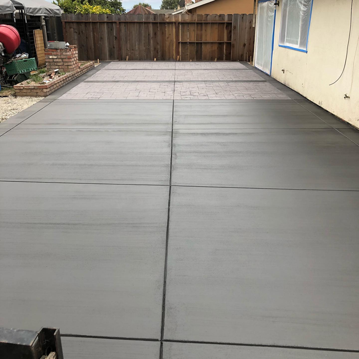 Stamped cement patio