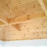 Porch remodel knotty pine vaulted ceiling