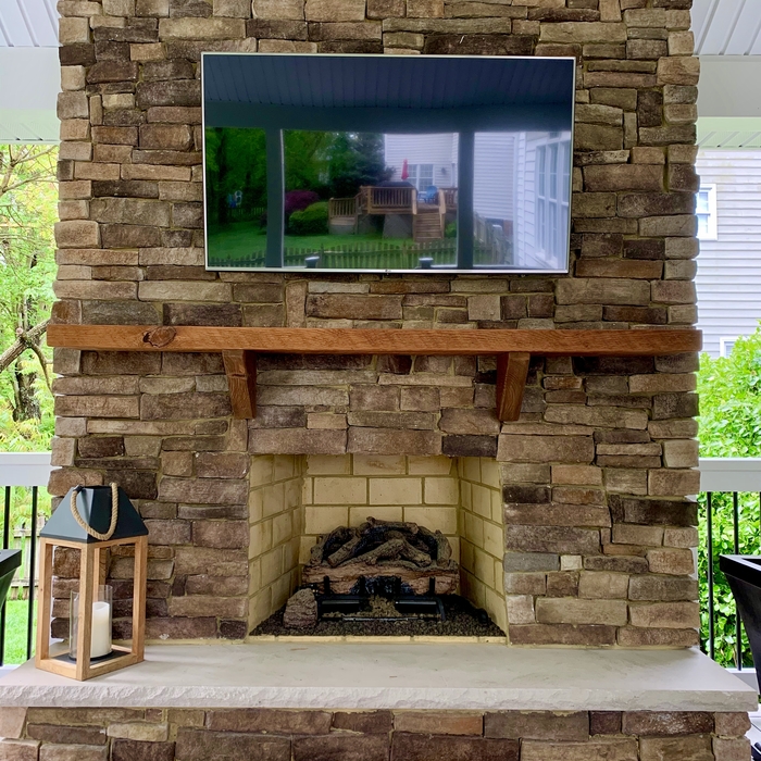 Lovely new outdoor fireplace!