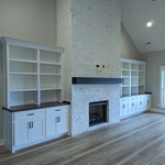built ins with stained tops