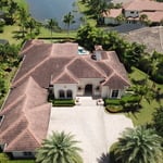 Residential roof front view before