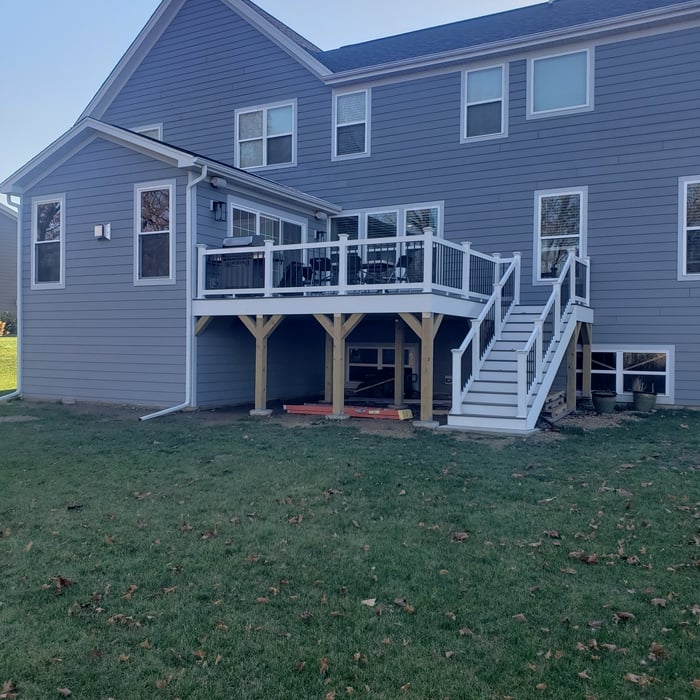 Addition, deck, and shed