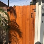 custom cedar gate with transparent stain