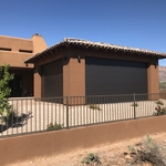 Exterior view, shutters down