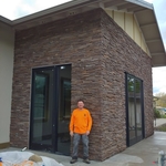 My son in front of our last project
