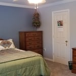 Blue bedroom with accent wall