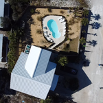 Aerial photo of a beach front cape san blas home