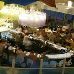 View from Banquette Room over to the bar